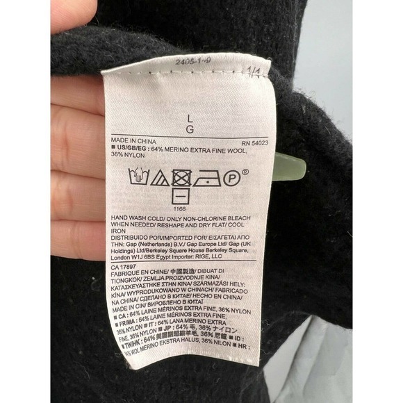 Banana Republic Womens L Large Extra Fine Wool-Blend Open-Front Poncho in Black - Picture 4 of 6